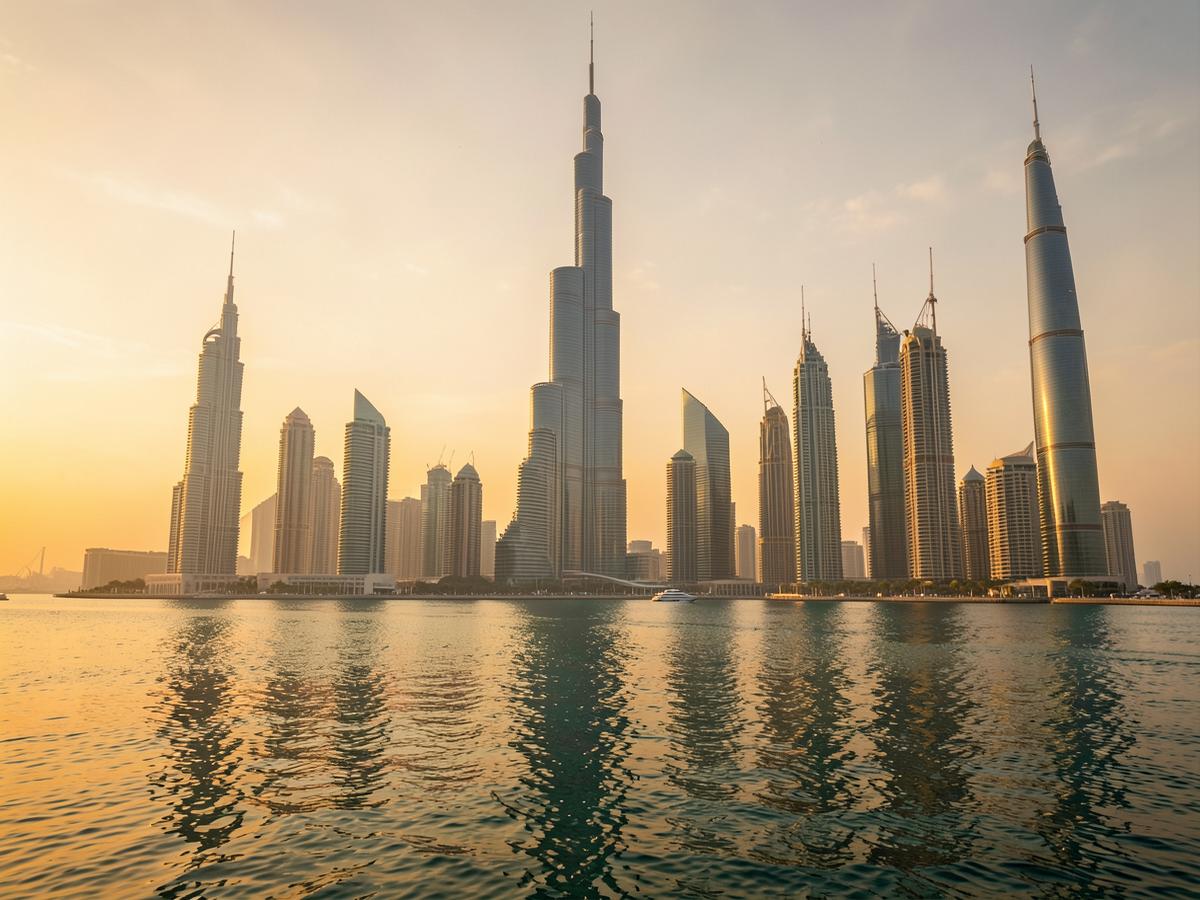 Dubai skyline at golden hour